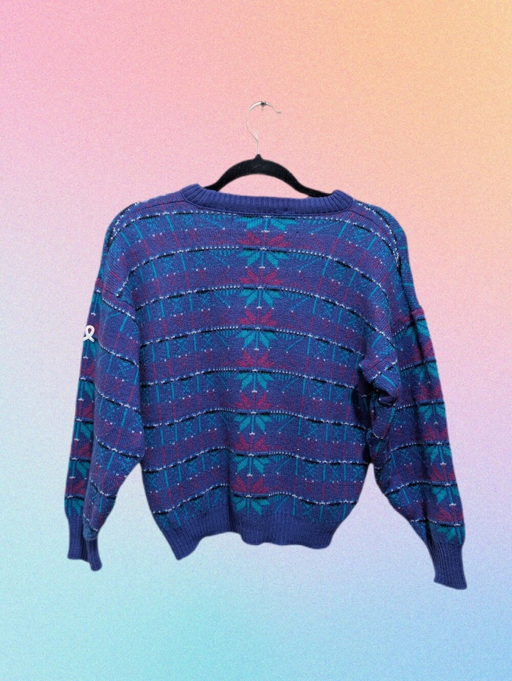 Purple Snowflake Pattern Demetre Ski Lodge Pullover Sweater Large